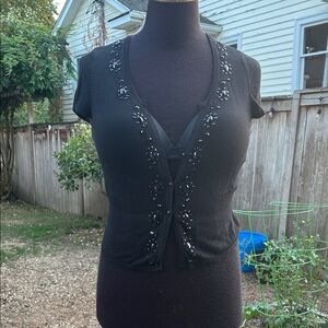 White House Black Market Black Beaded Cardigan